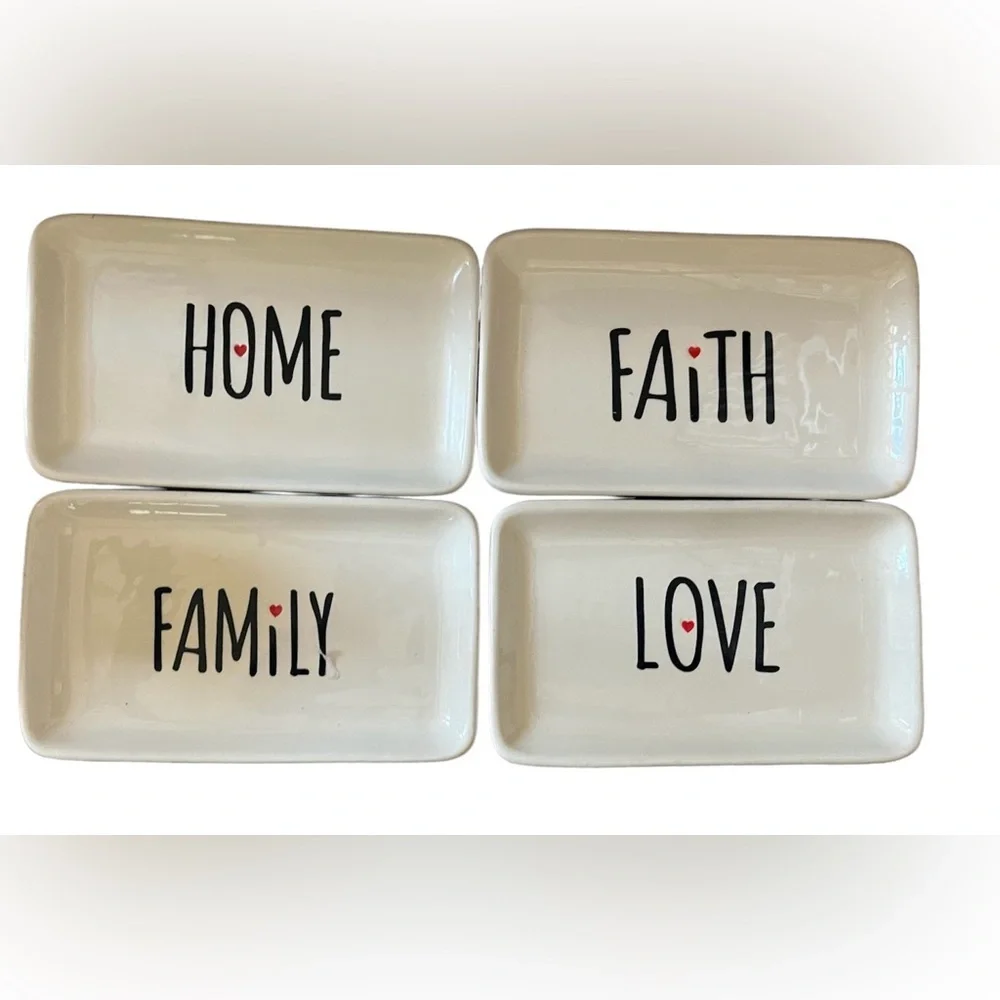 Cracker barrel home faith family love dish & mug set stand 9 piece stoneware
